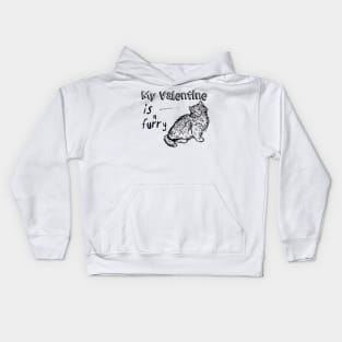 Cute Valentine with Cat Illustration and Text Kids Hoodie